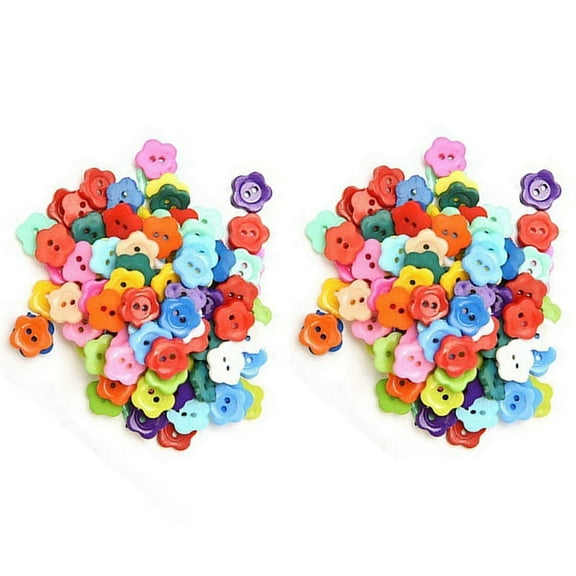 200 Pcs/Lot Plastic Buttons Sewing DIY Craft Decals for Children Plum Flower