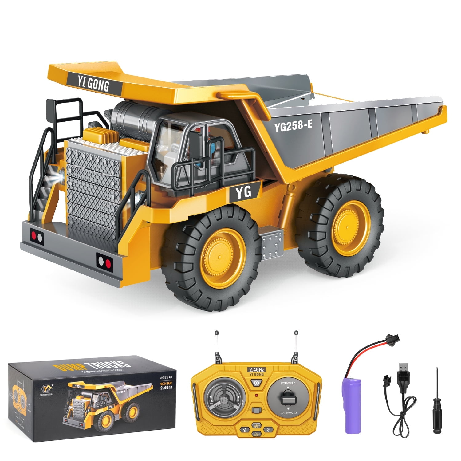 Freecat Remote Control Dump Truck, 1:20 Remote control trucks for kids boys 8-12, RC Construction Vehicles Toys W/Light Sound, Birthday Christmas Gifts for Boys Ages 3 4 5 6 7 8+.