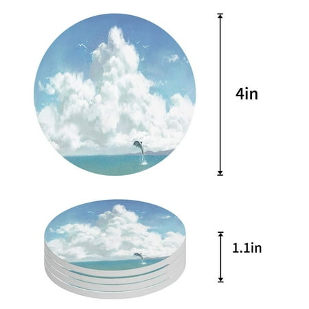 

FMSHPON Morning cliffs Set of 6 Round Coaster for Drinks Absorbent Ceramic Stone Coasters Cup Mat with Cork Base for Home Kitchen Room Coffee Table Bar Decor