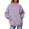 thumbnail image 6 of Lenpel Oversized Sweatshirt for Women Turtleneck Long Sleeve Casual Pullover Tops Winter Fall Fashion Outfits with Pocket(Purple,X-Large), 6 of 7