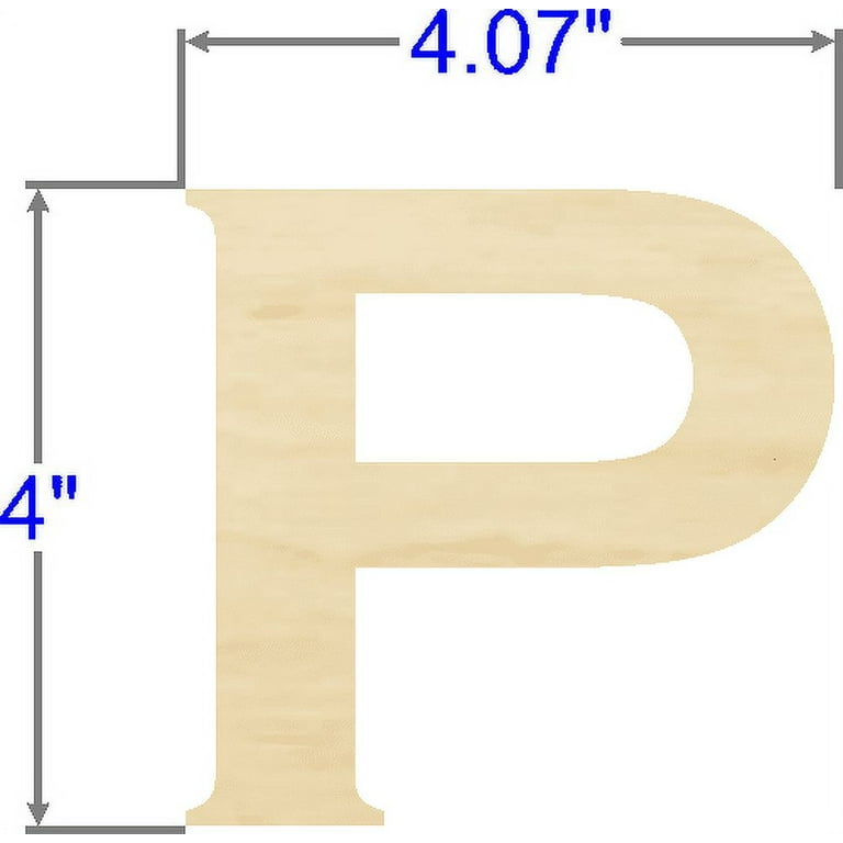 Pack of 1, 4 Inch x 1/8 Inch P Wood Letters in The Copperplate