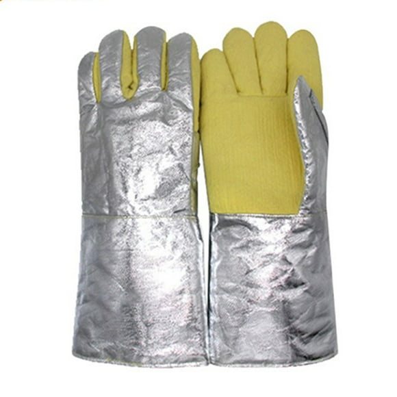 ZPSHYD Gants Résistants à la Chaleur élevée, Isolés à 500 Degrés, Tissu Tissé en Aramide Dense avec Dos en Feuille D'aluminium, Idéaux pour la Métallurgie Et Le Soudage