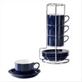 thumbnail image 1 of Porcelain Stackable Cappuccino Cups with Saucers and Metal Stand, B, 1 of 5