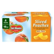 Del Monte Sliced Yellow Cling Peaches in 100% Juice 15 oz Can (Pack of 6)