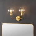 thumbnail image 2 of SAFAVIEH Fenris 2-Light G14 Satin Brass Metal Wall Sconce with Clear Glass Shade, 2 of 6