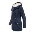 thumbnail image 4 of Winter Coats for Women Zpanxa Plus Size Jacket for Women, Winter Solid Hooded Drawstring Waist Zipper Padded Coat, Casual Winter Warm Coats Outwear with Pocket Navy S, 4 of 5