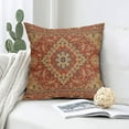thumbnail image 2 of Aztec Terracotta Bohemian Pillow Covers 18X18 Inch Rust Orange Boho Flower Rug Print Carpet Pillow Cases Set of 2 Antique Tapestry Rustic Retro Western Throw Pillows for Outdoor Cushion Couch, 2 of 7