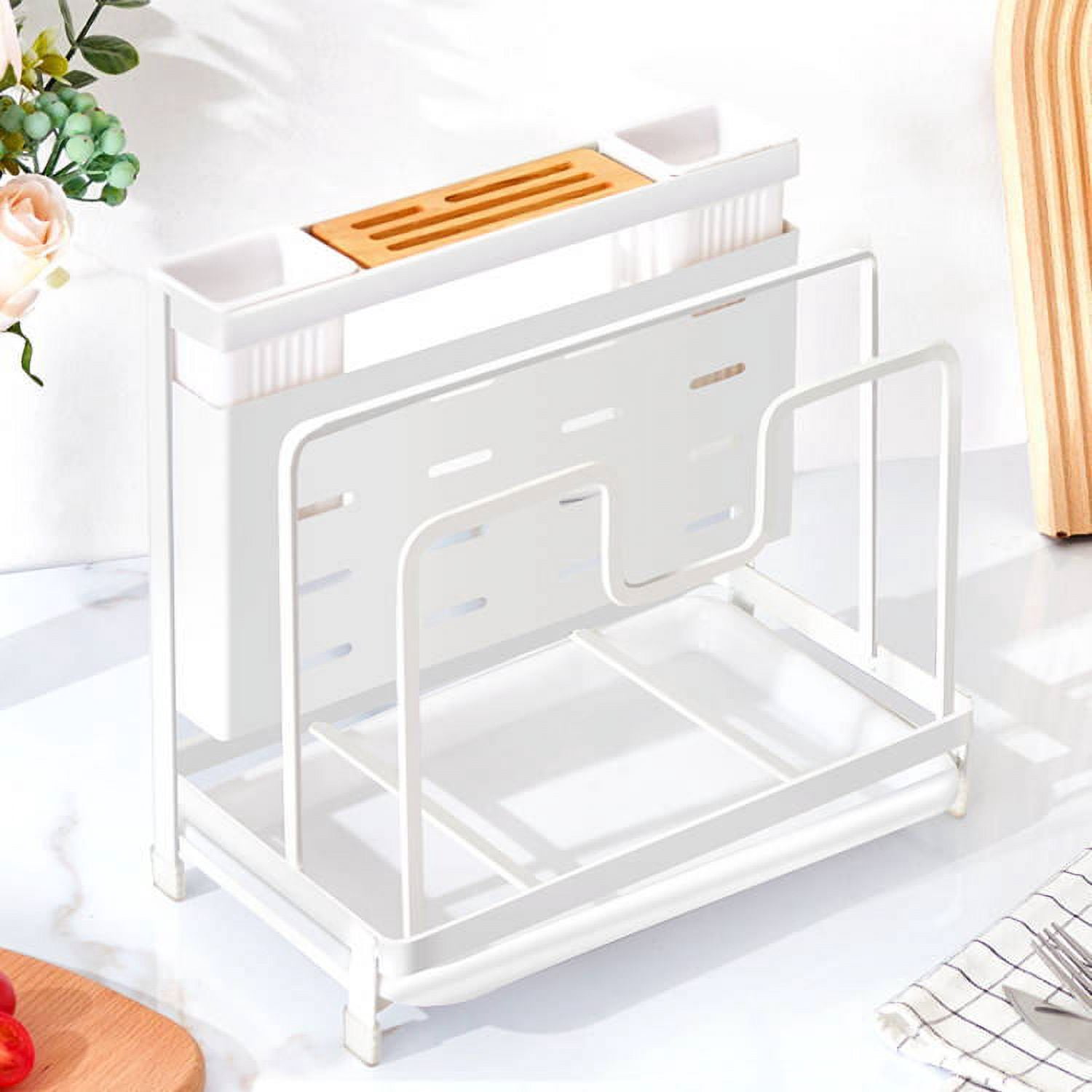 BREIS Cutting Board Holder, 5 in 1 Metal Chopping Board Organizer Pan Pot Cover Lid Rack Stand with Utensil Knife Holder, Kitchen Organizer Rack for Cabinet and Countertop