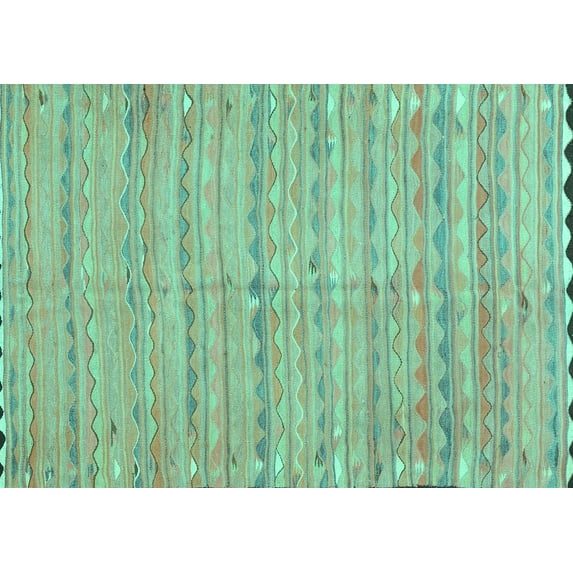 Ahgly Company Indoor Rectangle Southwestern Turquoise Blue Country Area Rugs, 8' x 10'