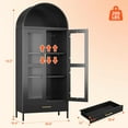 thumbnail image 3 of 72.83''H Black Arched Display Cabinet with Glass Doors,Metal Bookcase with 1 Drawer for Home Office, Assembly Required,Black, 3 of 9