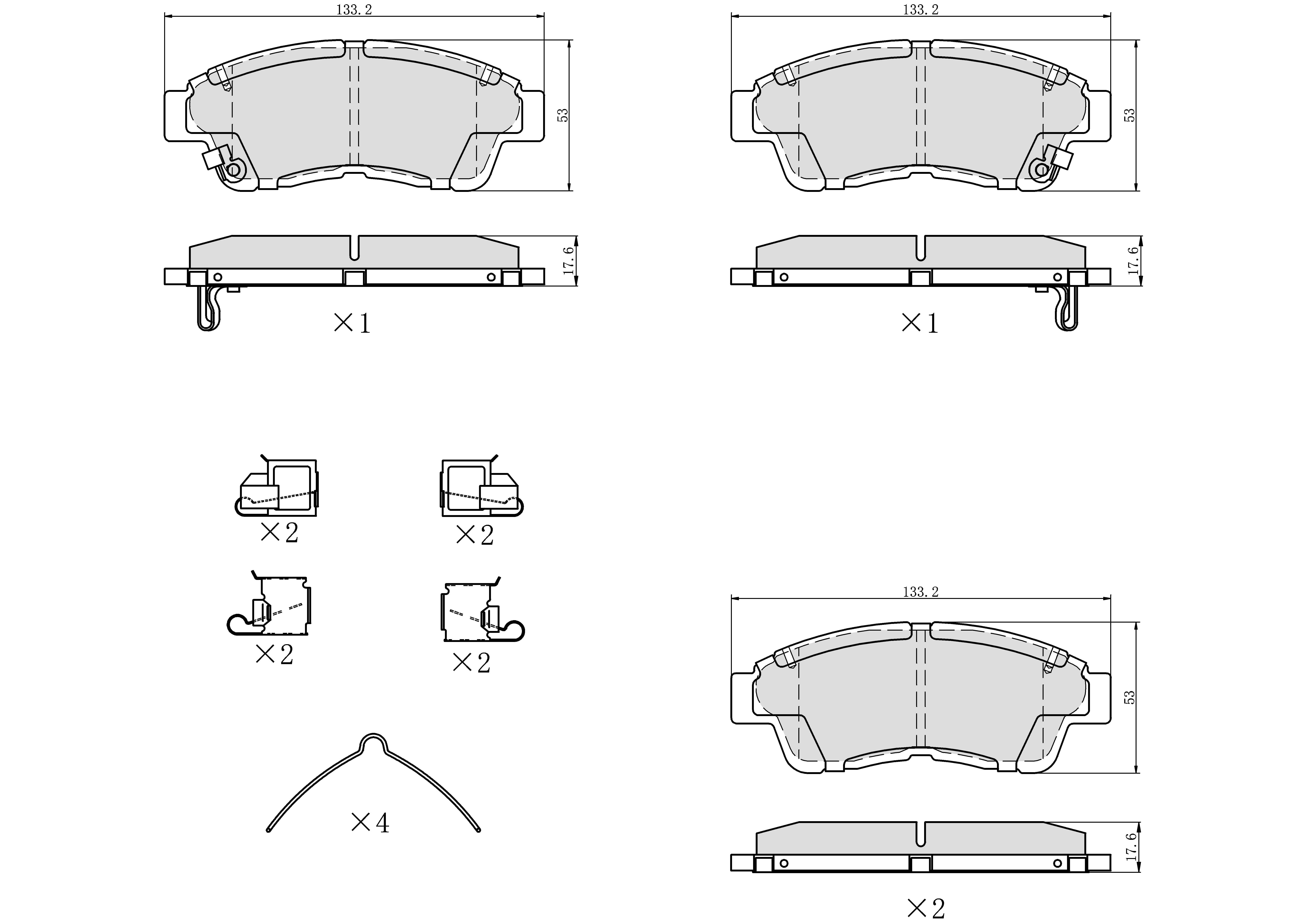 UltraHC 700 Brake Pad Set, Front HC7.0562.0.C, Toyota Camry 2001-1991