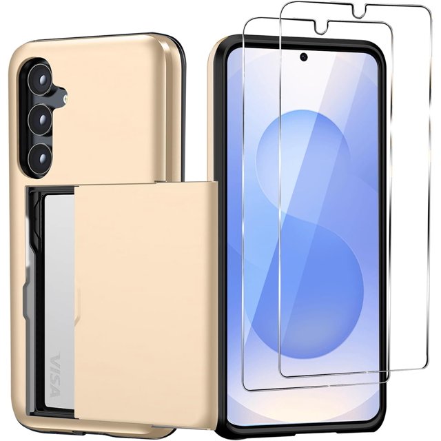 REQO for Samsung Galaxy S25 Plus/S25+ Wallet Case with Card Holder, 2X Screen Protector Dual Layer Heavy Duty Protective Hidden Card Slot Slim Case for Galaxy S25 Plus 6.7" 2025