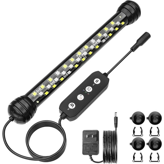 ‌SEAOURA 7 Inch LED Aquarium Light with Timer - Submersible Fish Tank Light, Auto On/Off, 3 Lighting Modes & Adjustable Brightness, 5W Full Spectrum for 7.8-17 Inch Planted Tanks