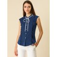 thumbnail image 3 of INSPIRE CHIC Women's Tie Neck Cap Sleeve Button Down Ruffle Summer Shirt, 3 of 6