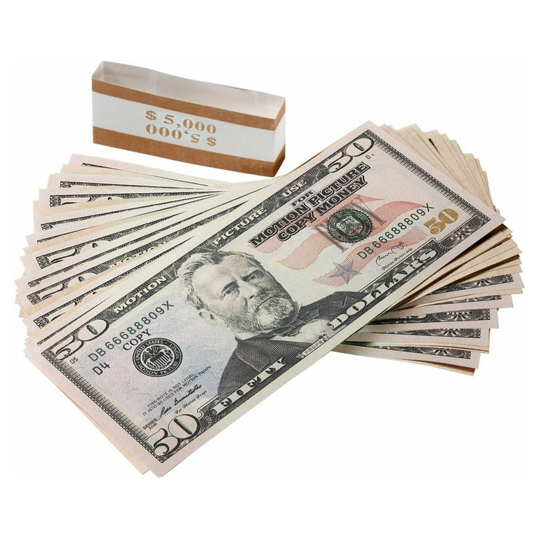 Ruvince Fake Prop Paper Money 50 Dollar Bills Realistic Full