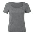thumbnail image 7 of Plus Size Summer Clothes for Women Short Sleeve Long Sleeve Square Neck T Shirts Tops Tees Tourist Long Shirt Small Shirt V Neck Western Ladies Shirts Laye Tees for Women Loose Tops Grey M, 7 of 7