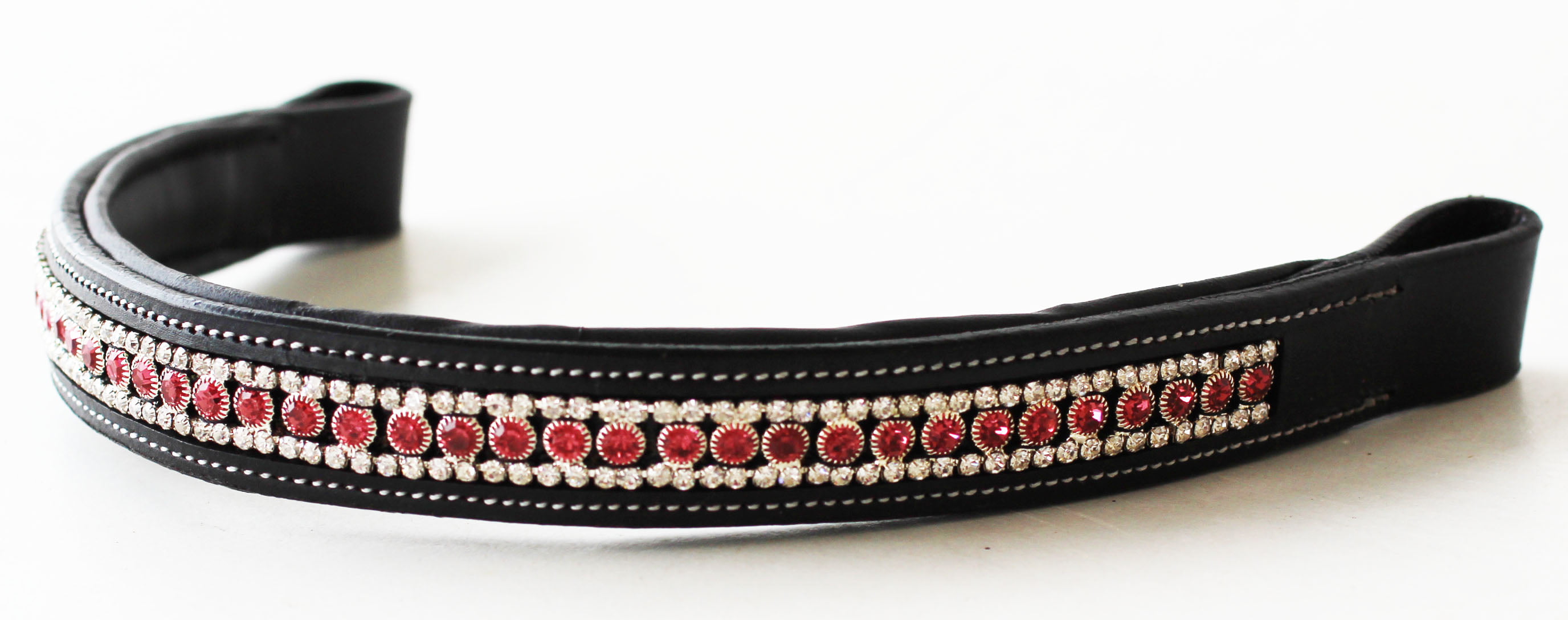 Fancy Crystal Trim Dip Browband Padded Black /Brown Leather Bedazzled! 