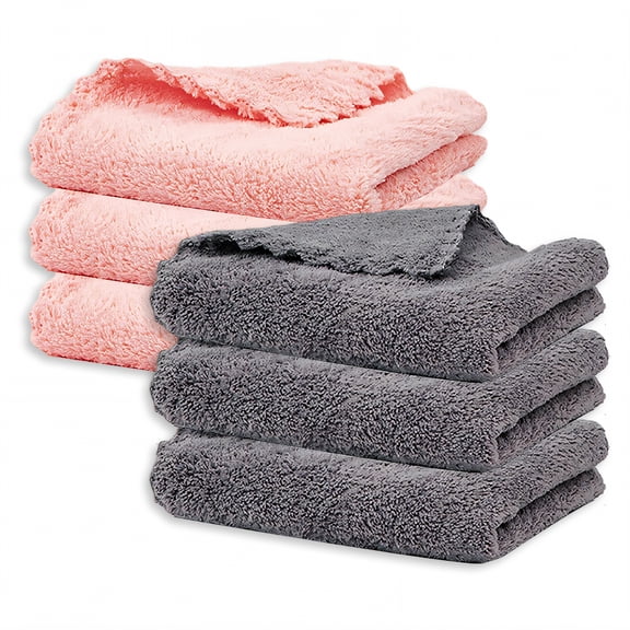 AUQ 6Pcs Cleaning Rags,High-Strength Fibers Microfiber Cleaning Cloth,Silky Soft Cleaning Cloths,Colormixing2