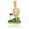 thumbnail image 3 of 14K Solid Yellow Gold Golf Ball Necklace Charm Sports Pendant, 3 of 8
