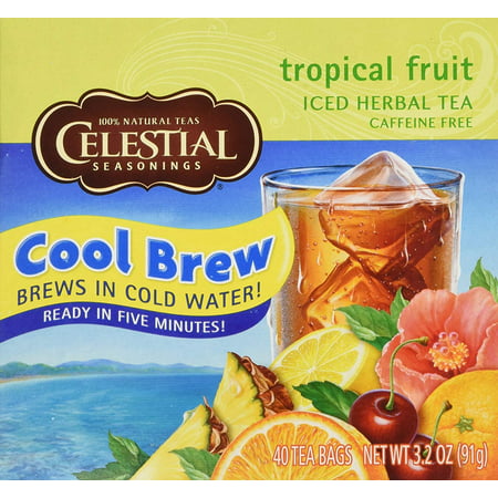 Cool Brew Tropical Fruit Iced Herbal Tea Caffeine Free - 40 Tea Bags, The rich, smooth tastes of two caffeinefree African herbs honeybush and Rooibos.., By Celestial (Best Tasting Iced Tea)