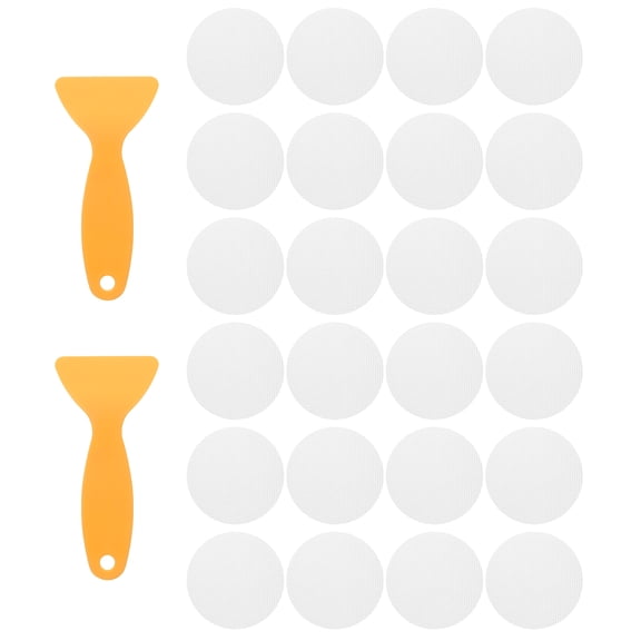 24pcs Non-Slip Bathtub Stickers, Anti-Slip Showers Treads Round Appliques with 2 Pcs Scraper for Bath Tub, Clear