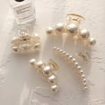 thumbnail image 1 of Agirlvct Pinzas para el cabello con perlas, paquete de 4 pinzas para el cabello grandes, pinzas para la mandíbula de plátano de sujeción fuerte, pasadores con clip de garra grande, accesorios para el, 1 of 4