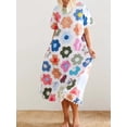 thumbnail image 6 of Women's Floral Print Midi Dress with Scalloped Edges 100% Polyester Lightweight Easy Care Romantic Daywear Everyday, 6 of 8