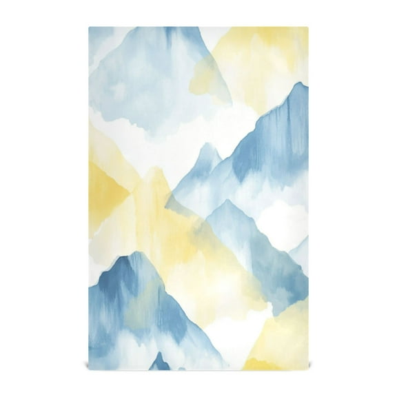 Multi-Purpose Kitchen Towels 28x18 Inch Dishcloths with Hanging Loop Decorative and Practical Towels for Kitchen, Dining Light Blue and Yellow Mountain