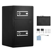 KFFKFF Dual-Entry 4.5 cu.ft Security Safe with Key and Combination Lock, Includes Fire-Resistant Pouch, Key Organizer, Illumination, Plus Adjustable/Removable Shelves for Cash, Papers