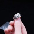 thumbnail image 2 of Uloveido Wide Square Cluster Cocktail Rings with Brilliant Lab Diamond Wedding Rings Band for Bridegroom Gangster Brother Boss JX001 (Silver, Size 11), 2 of 6