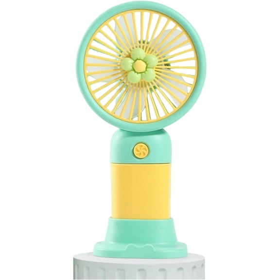 Portable Mini Handheld Fan - Rechargeable USB Desk Fan with Cute Flower Blades, Powerful 3-Speed Personal Fan for Travel, Office, Outdoor (Green)