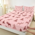thumbnail image 3 of Manfei Jungle Wildlife Deer Queen Sheet Sets,Rustic Farmhouse Hunting Flat Sheet,Cartoon Pine Tree Queen Fitted Sheet For Kids,Breathable Home Decor,4-Piece, 3 of 7