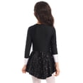 thumbnail image 3 of inlzdz Girls Long Sleeve Bowtie Tuxedo Leotard Skirt Sequin Party Dance Dress Halloween Ringmaster Black 14, 3 of 7