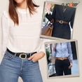 thumbnail image 5 of SUOSDEY 3 Pack Women Belts for Jeans Pants Ladies Leather Waist Belt with Liquid Shapes Gold Buckle, 5 of 7