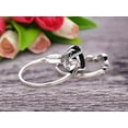 thumbnail image 3 of 2.25 Carat Oval Cut Black Diamond Moissanite Bridal Ring Set With Curved Loop Stacking Matching Wedding Band On 10k White Gold, 3 of 5