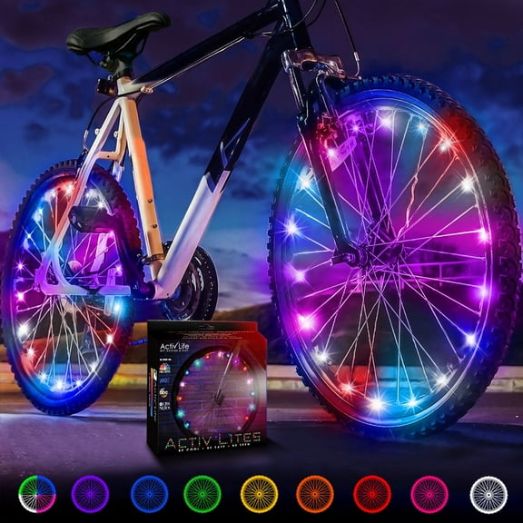 Activ Life Bike Wheel Lights - Bicycle Accessories for Kids - Christmas Night Riding - Bike Light Kit - Festive Stocking Stuffers - 2 Wheels, Galactic
