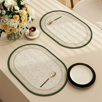 Honeeladyy 1 PC Oval Rubber Placemat Set, Heat-Resistant Waterproof Table Mat for Dining Kitchen Counter, Premium Non-Slip Placemat for Home Restaurant Use