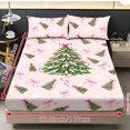thumbnail image 4 of Aplkyhs Pink Christmas Tree 3-Piece Fitted Sheet Bedding Set with 2 Pillowcases Soft Breathable Wrinkle Resistant Machine Washable for Holiday Bedroom Decor All Season Use, 4 of 6