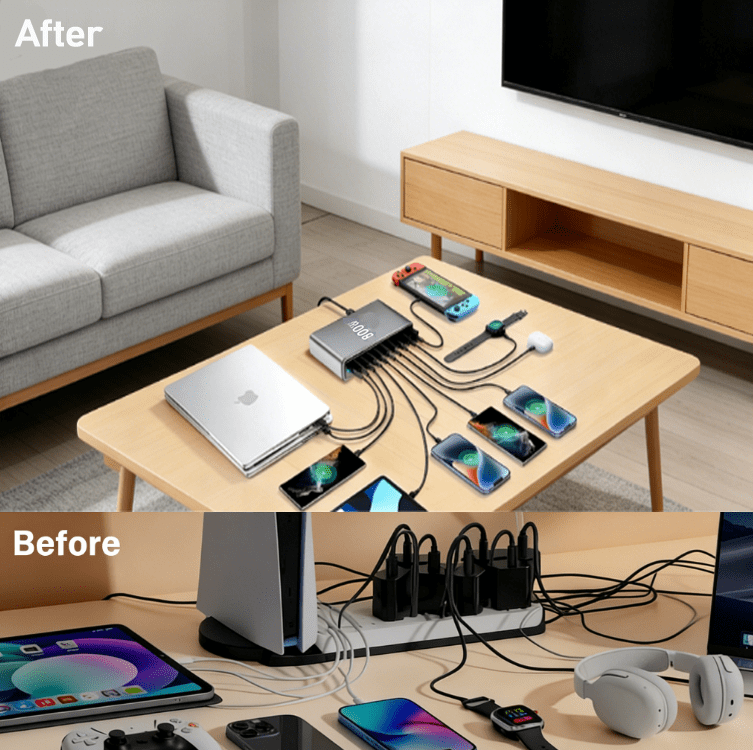 BALoFI 800W GaN III 10-Port USB-C Charging Station Dual 140W PD PPS Fast Charger Compatible with MacBook Pro/iPhone 17/Dell/HP/Samsung S24