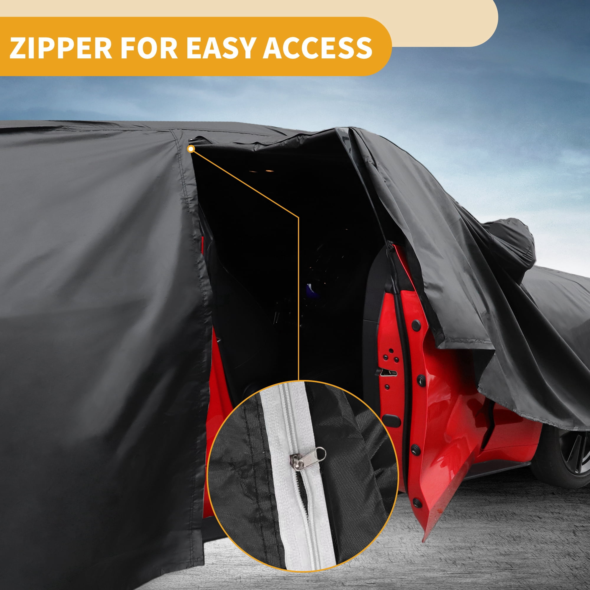 Unique Bargains Car Cover with Right Side Zipper 181.1"x74.8"x45.28"