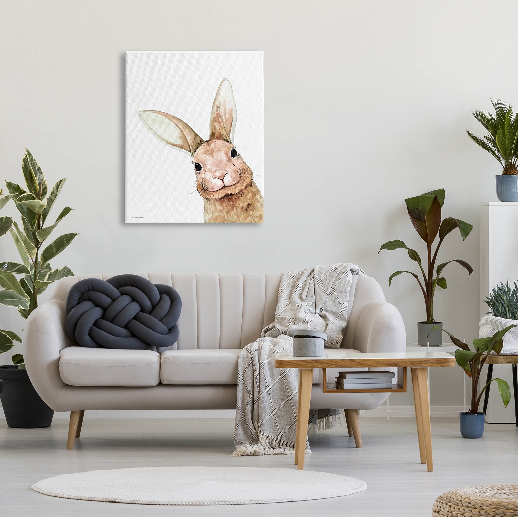 Stupell Industries Smiling Bunny Wildlife Graphic Art Gallery Wrapped Canvas Print Wall Art, Design by Rachel Nieman
