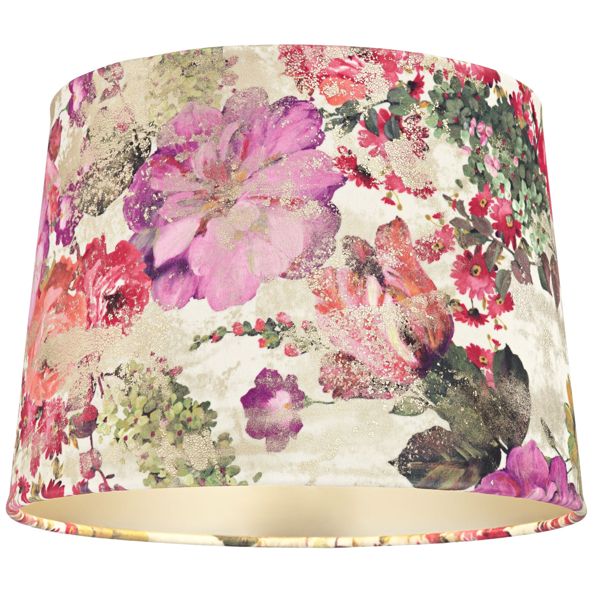 Springcrest 13" Top x 15" Bottom x 11" High x 11" Slant Print Lamp Shade Replacement Drum Velvet Red Flowers Spider Harp Finial