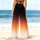 thumbnail image 3 of Pantalones de playa de gasa ligeros para mujer con protección solar, pantalones anchos de estilo bohemio estampados, blusa para mujer, 3 of 7