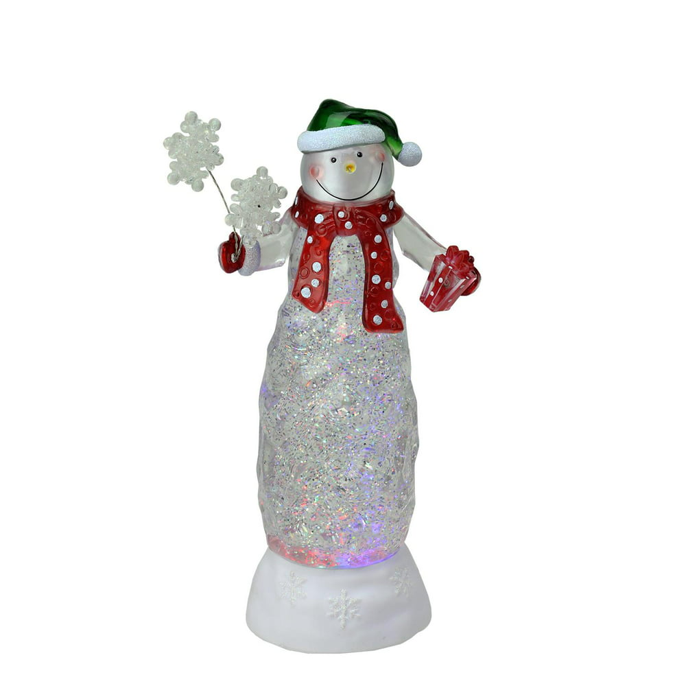 11Â” Swirling Glitter Led Lighted Snowman With Ts Table Top Christmas Decoration Walmart