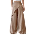 thumbnail image 4 of Women Wide Leg Baggy Flowy High Waisted Pants Loose Fit Casual Cozy Cute Y2k Trousers Khaki S, 4 of 9
