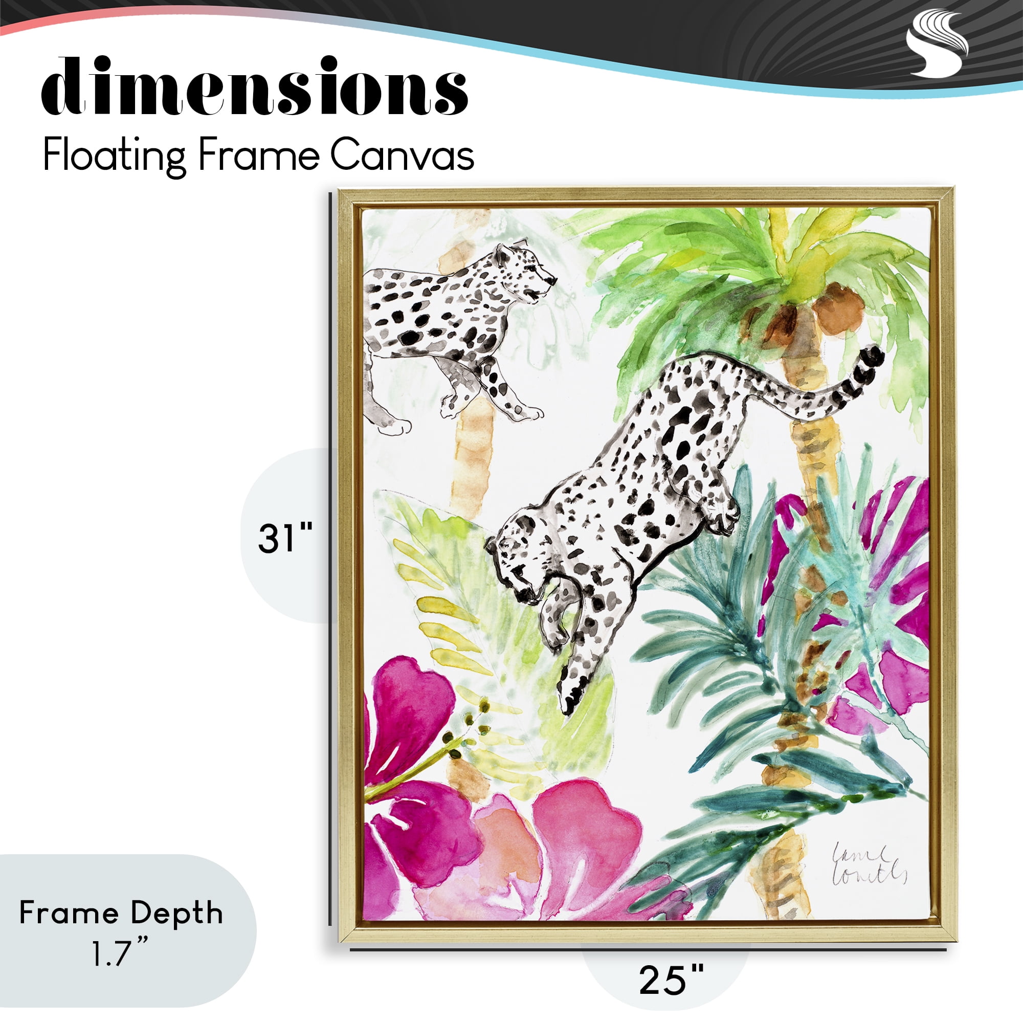 Stupell Industries Tropical Island Cheetahs Gold Framed Floater Canvas Wall Art, design by Lanie Loreth