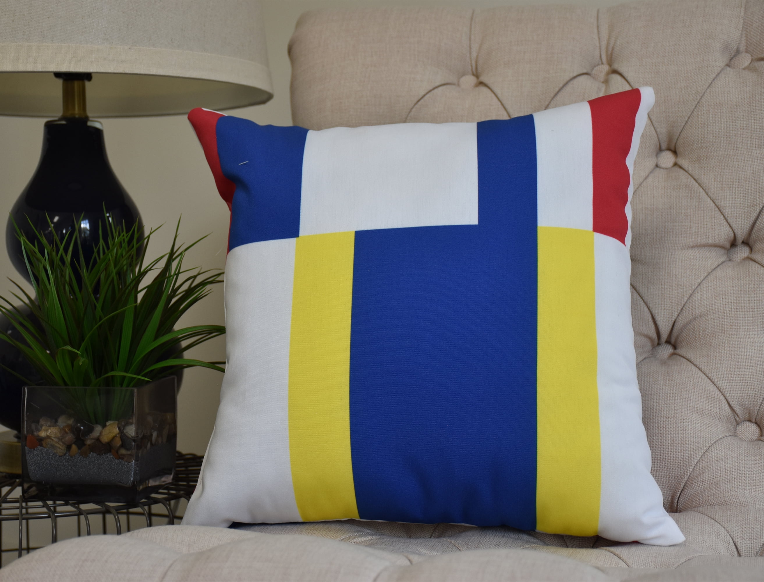 Simply Daisy, 16 x 16inch, Multi Abstract, Geometric Print Pillow, Royal Blue