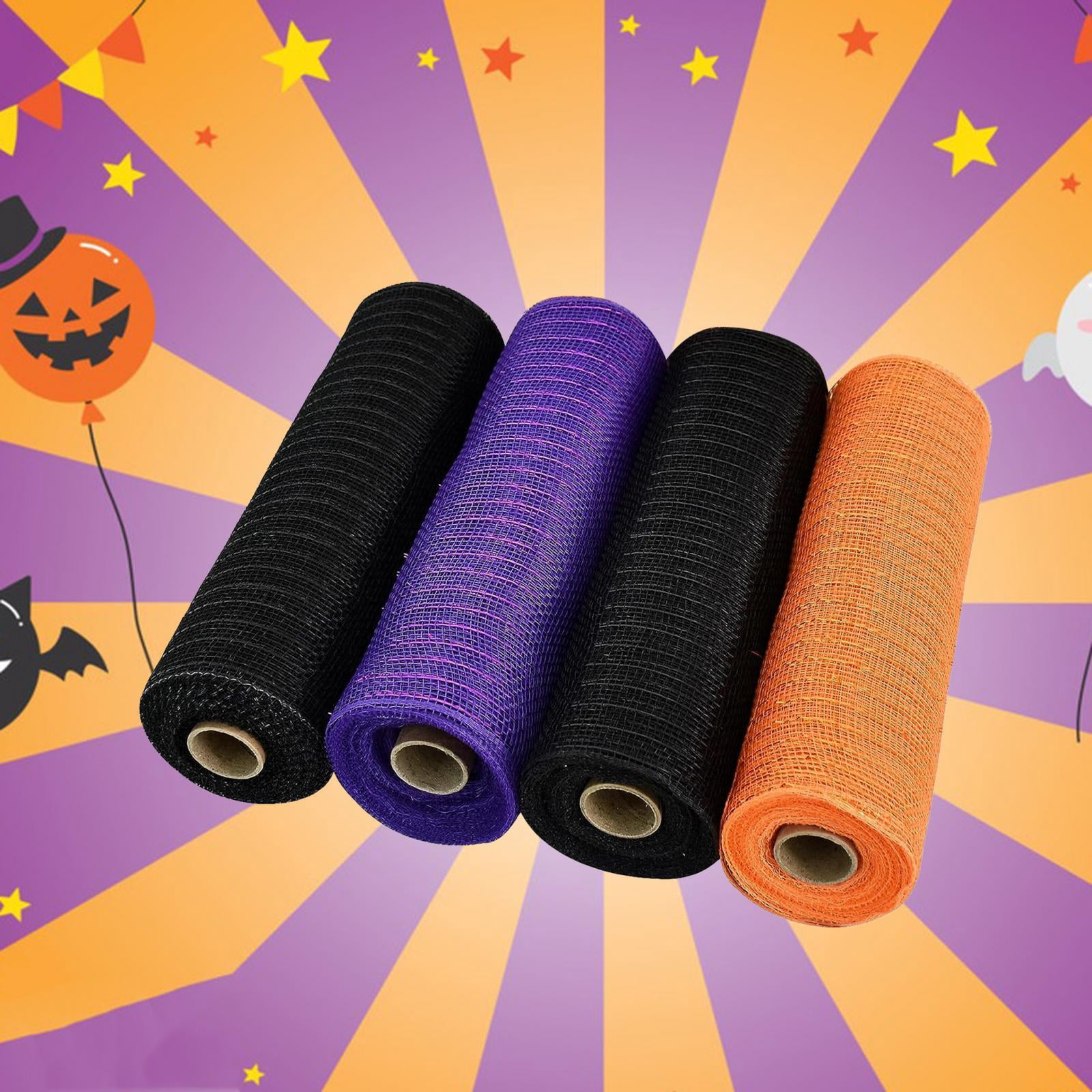 FVDPWYE 4 Rolls Mesh Ribbon 10inch x 10 Yards Orange Black Purple Accessory for Wreaths,