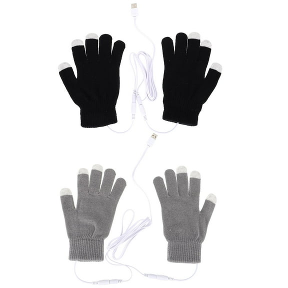 BESTYASH 2 Pairs Hand Warmer Gloves Rechargeable Touchscreen Compatible Grey for Women Winter Use