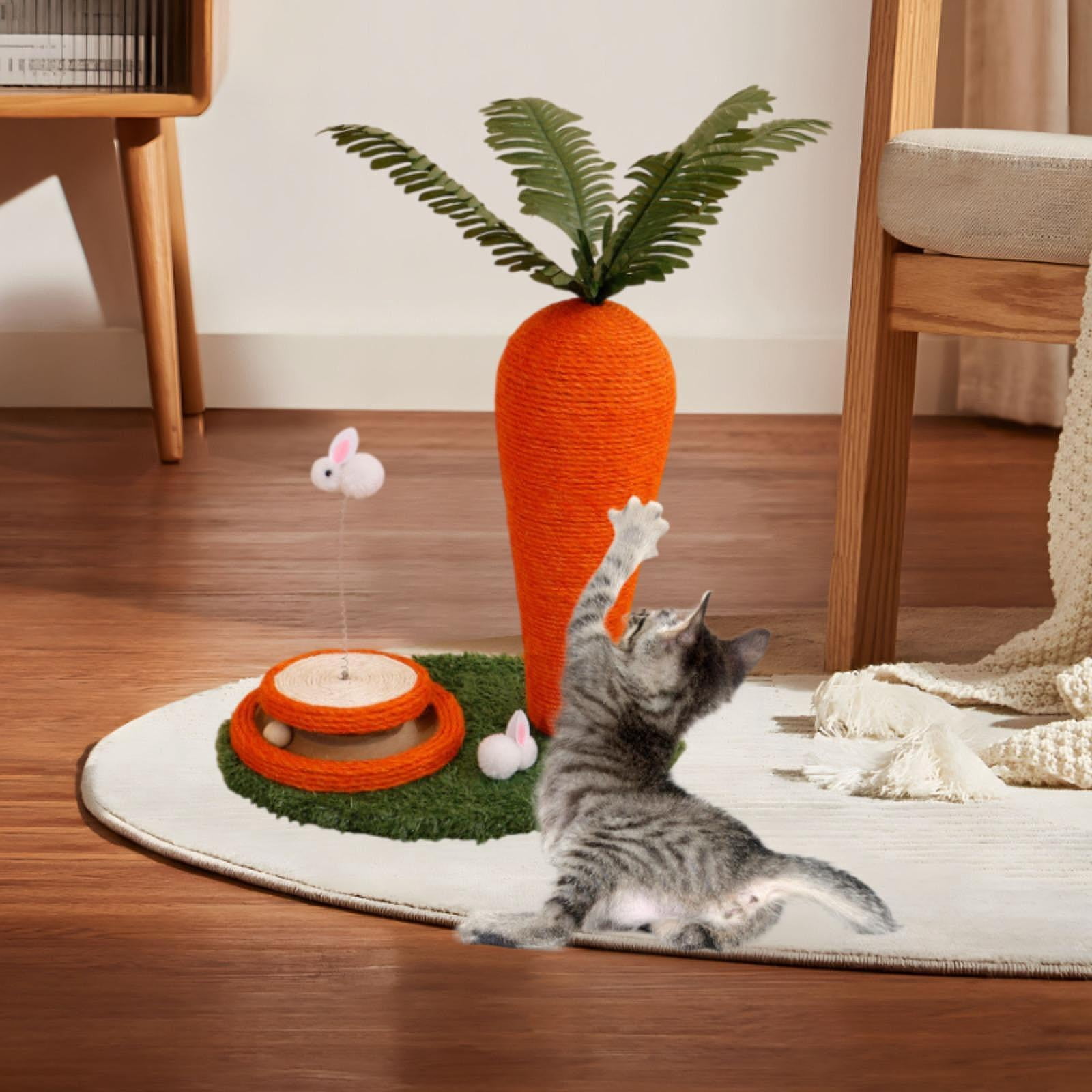 TOOYFUL Cat Scratcher Post Bed ,Cat Scratching Carrot Shape ,Interactive Cat Claw Scratcher, Cat Climbing Frame for Playing ,Exercise